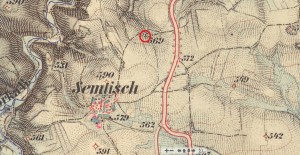 1-1876-1878 Semtěš, pískovcový kříž - 3. vojenské mapování 